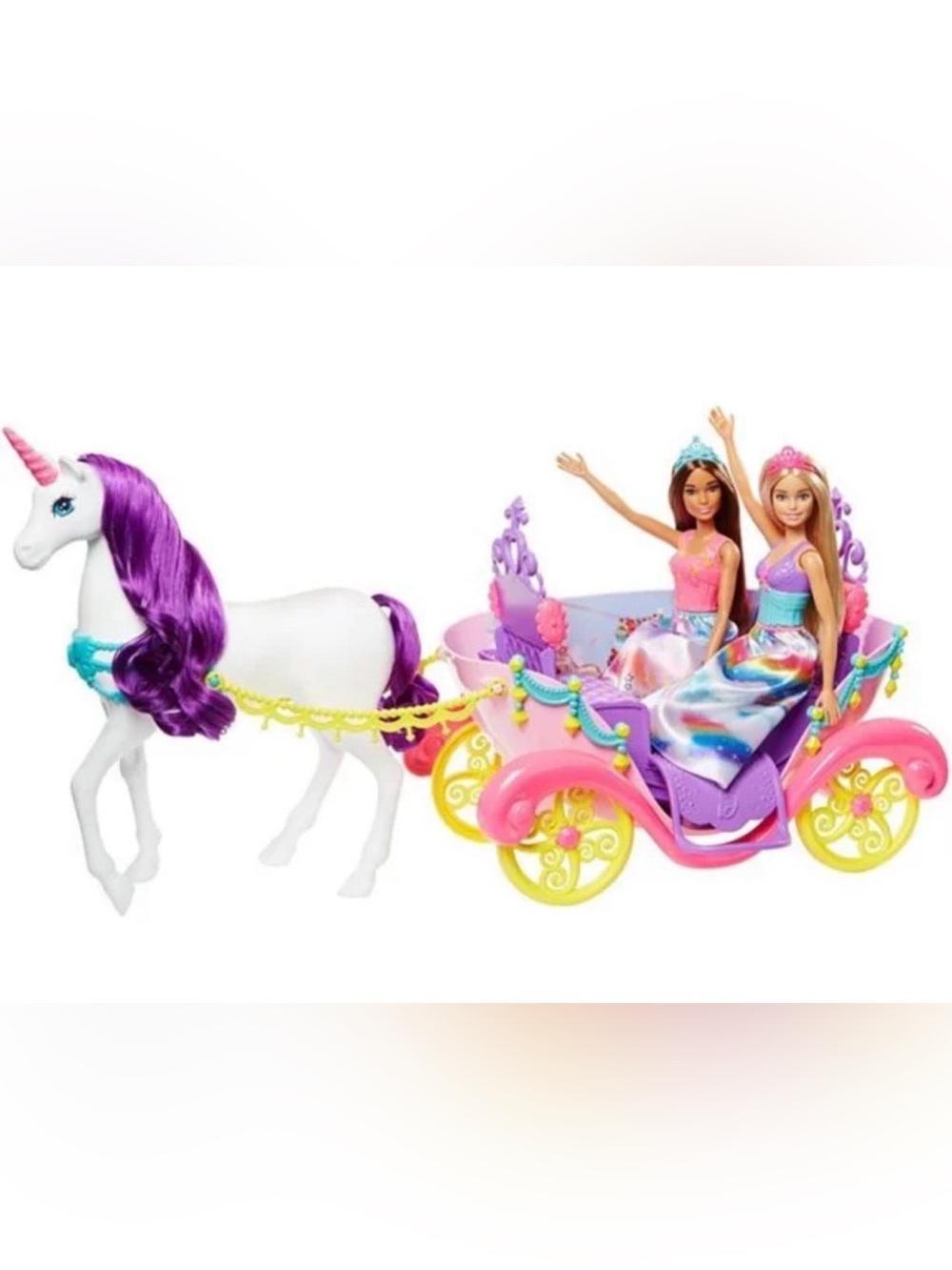 Barbie Dreamtopia Sweetville Carriage Princess Playset and Two Barbie Dolls